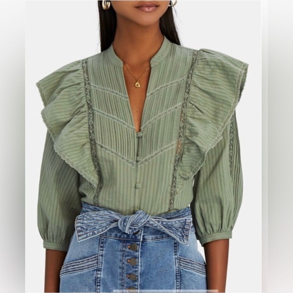 INTERMIX Eloise Ruffled Cotton Blouse
